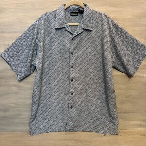 ODO Pale Blue Graphic Print Short Sleeve Button Down Shirt XL‎ Like New